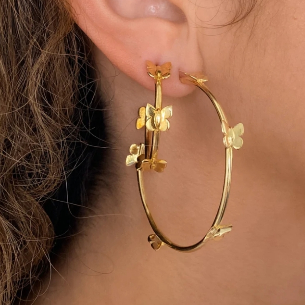 Chvker Large Farrah Butterfly 925 hoops, New